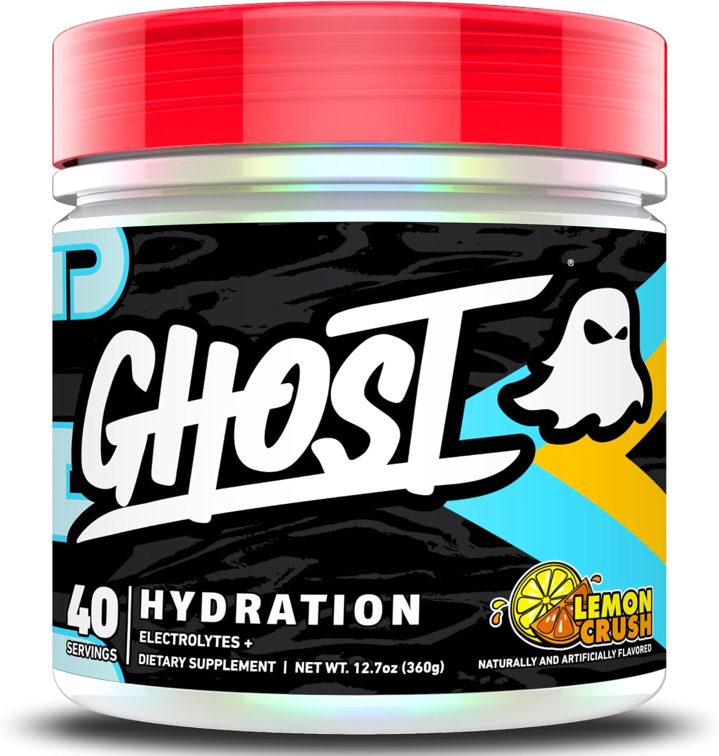 GHOST Hydration Tub, Electrolyte Powder, Lemon Crush - Sugar Free Instant Electrolyte Drink Mix - Caffeine-Free Daily Hydration & Immune Support with Clean Formula - 40 Servings