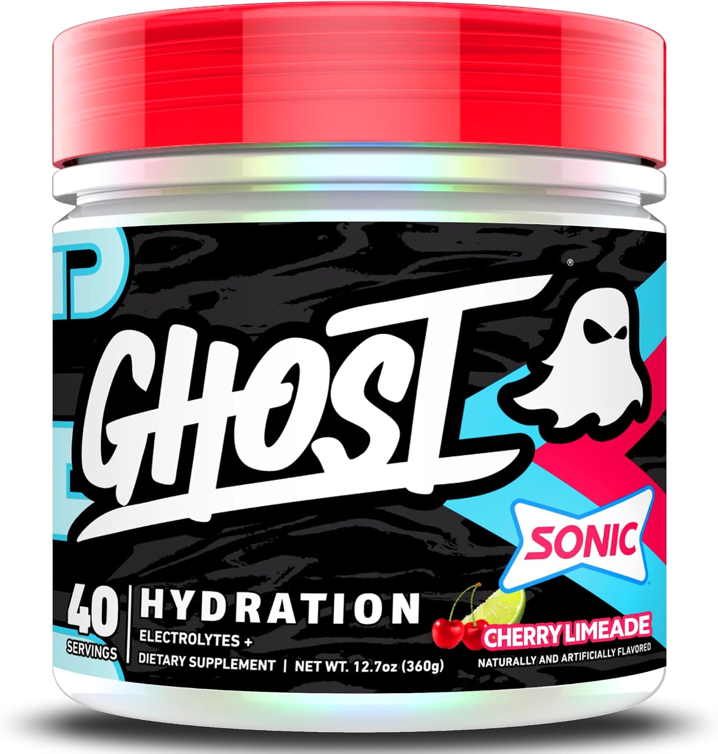 GHOST Hydration Tub, Electrolyte Powder, Sonic Cherry Limeade - Sugar Free Instant Electrolyte Drink Mix - Caffeine-Free Daily Hydration & Immune Support with Clean Formula - 40 Servings